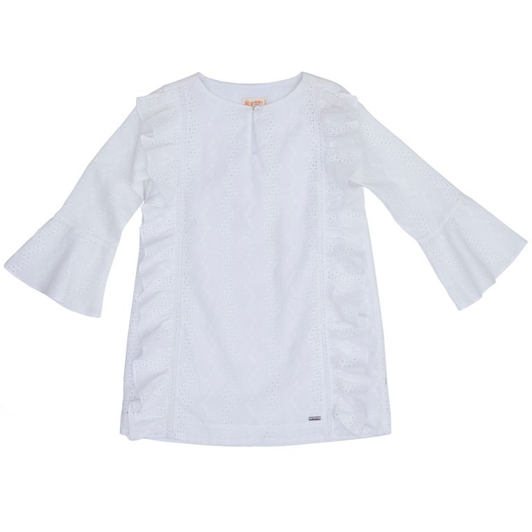 Vestido Jasmim Manga Longa Branco Infantil Loja Green